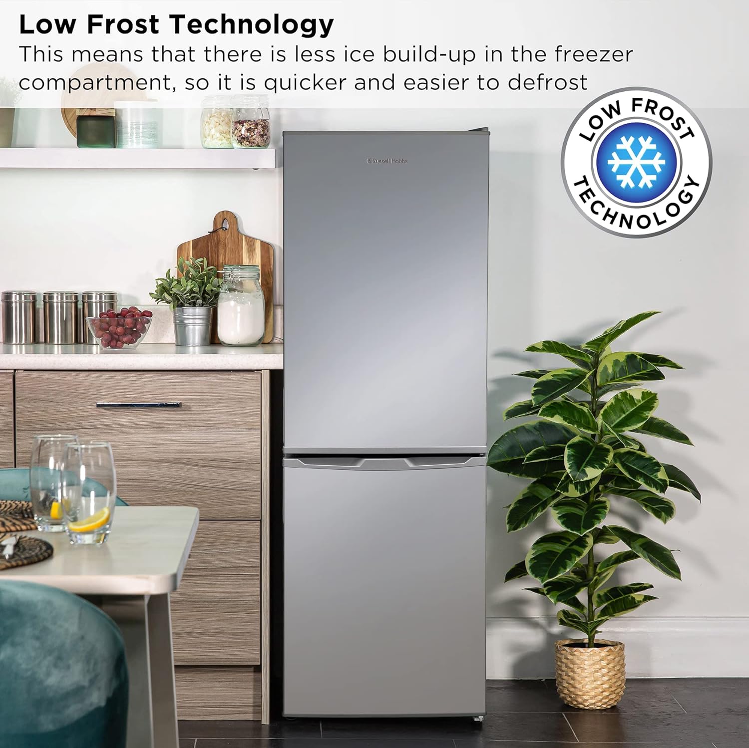 Russell Hobbs Low Frost Silver 60/40 Fridge Freezer, 173 Total Capacity, Freestanding 50cm Wide 145cm High, Fast Freeze, Adjustable Thermostat, RH50FF145S, 2 Year Guarantee - Amazing Gadgets Outlet