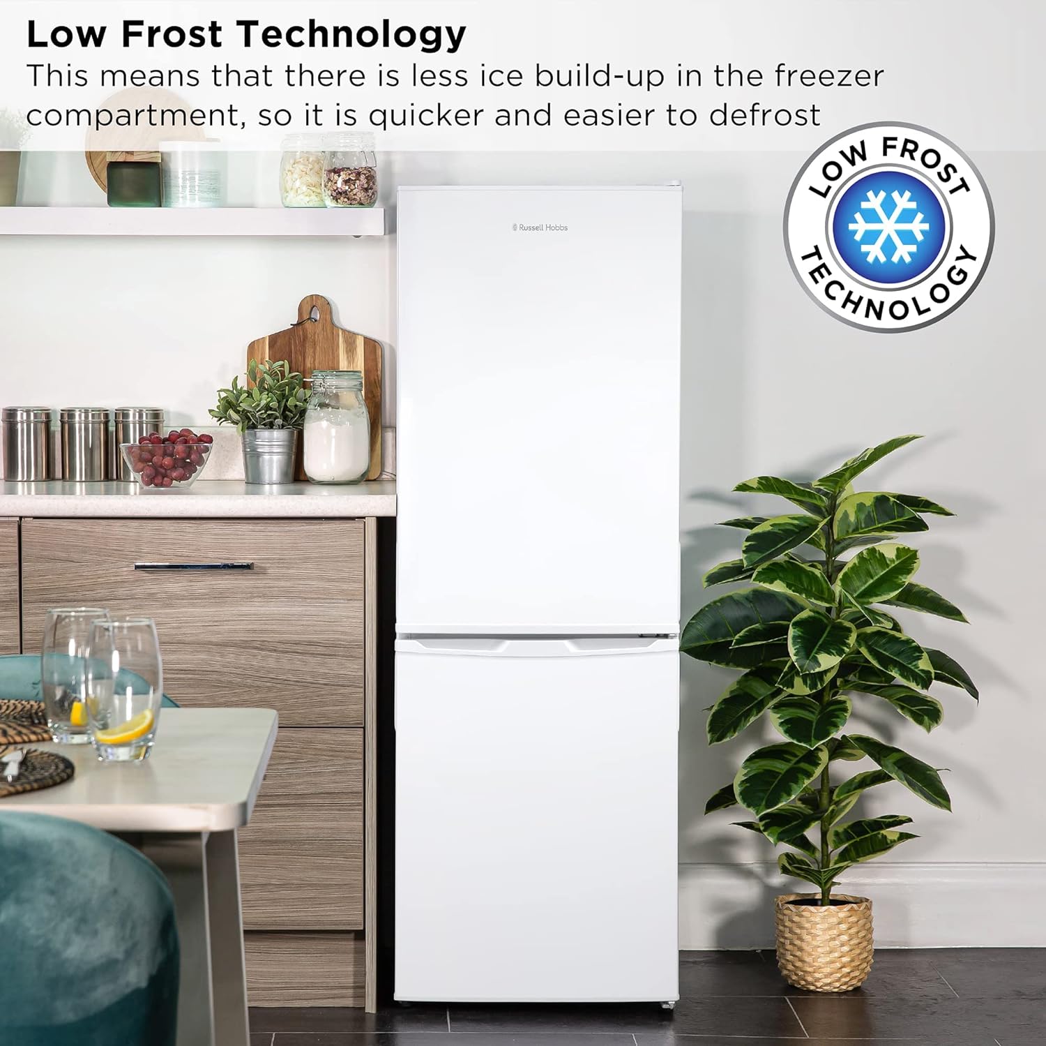 Russell Hobbs Low Frost White 60/40 Fridge Freezer, 173 Total Capacity, Freestanding 50cm Wide 145cm High, Fast Freeze, Adjustable Thermostat, RH50FF145, 2 Year Guarantee - Amazing Gadgets Outlet