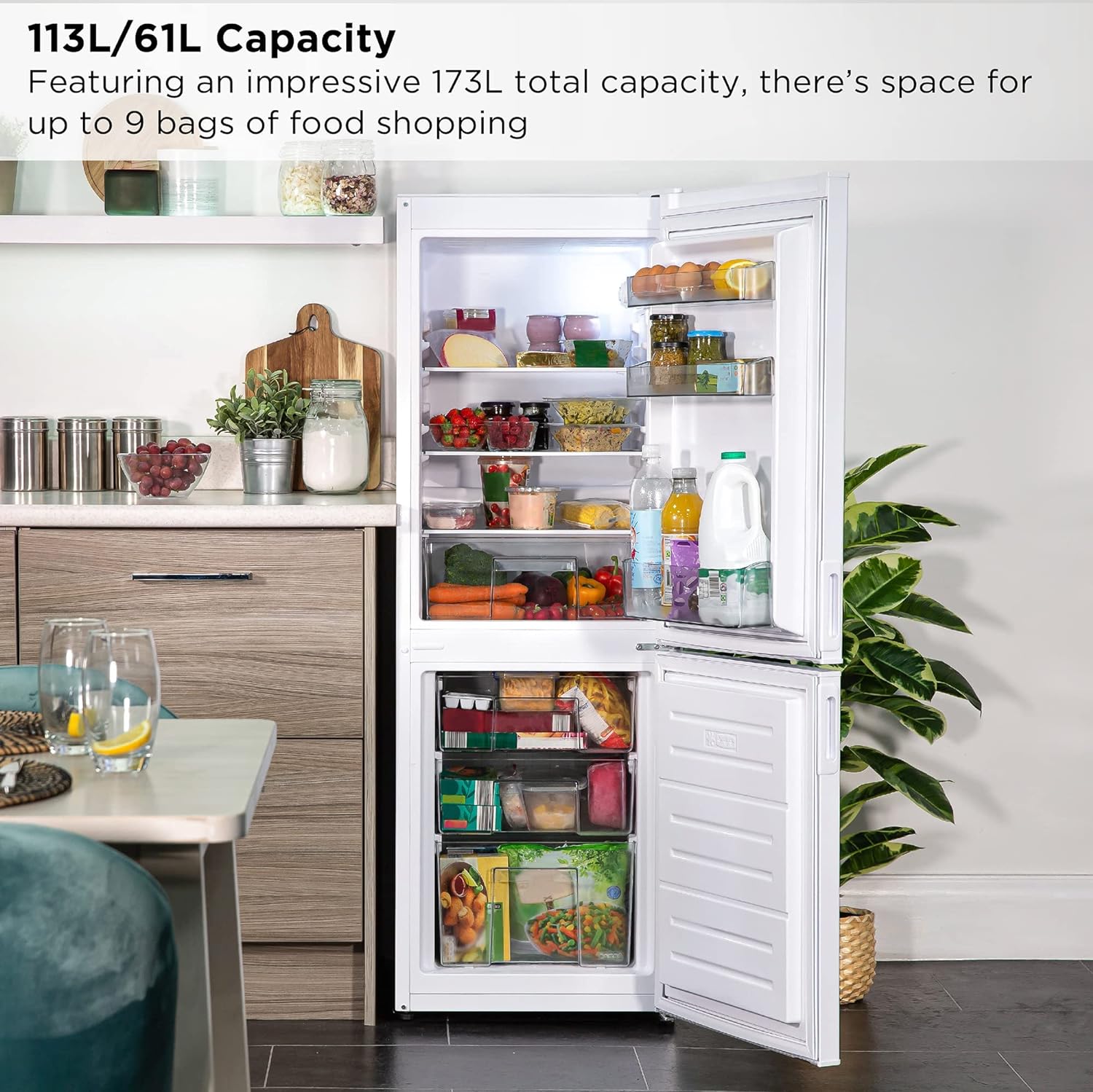 Russell Hobbs Low Frost White 60/40 Fridge Freezer, 173 Total Capacity, Freestanding 50cm Wide 145cm High, Fast Freeze, Adjustable Thermostat, RH50FF145, 2 Year Guarantee - Amazing Gadgets Outlet