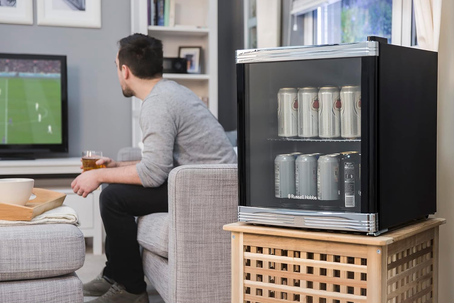 Russell Hobbs Mini Fridge 12 Bottle/46L Freestanding Black Table Top Mini Beer & Wine Fridge, LED Light with Glass Door RHGWC1B - Amazing Gadgets Outlet