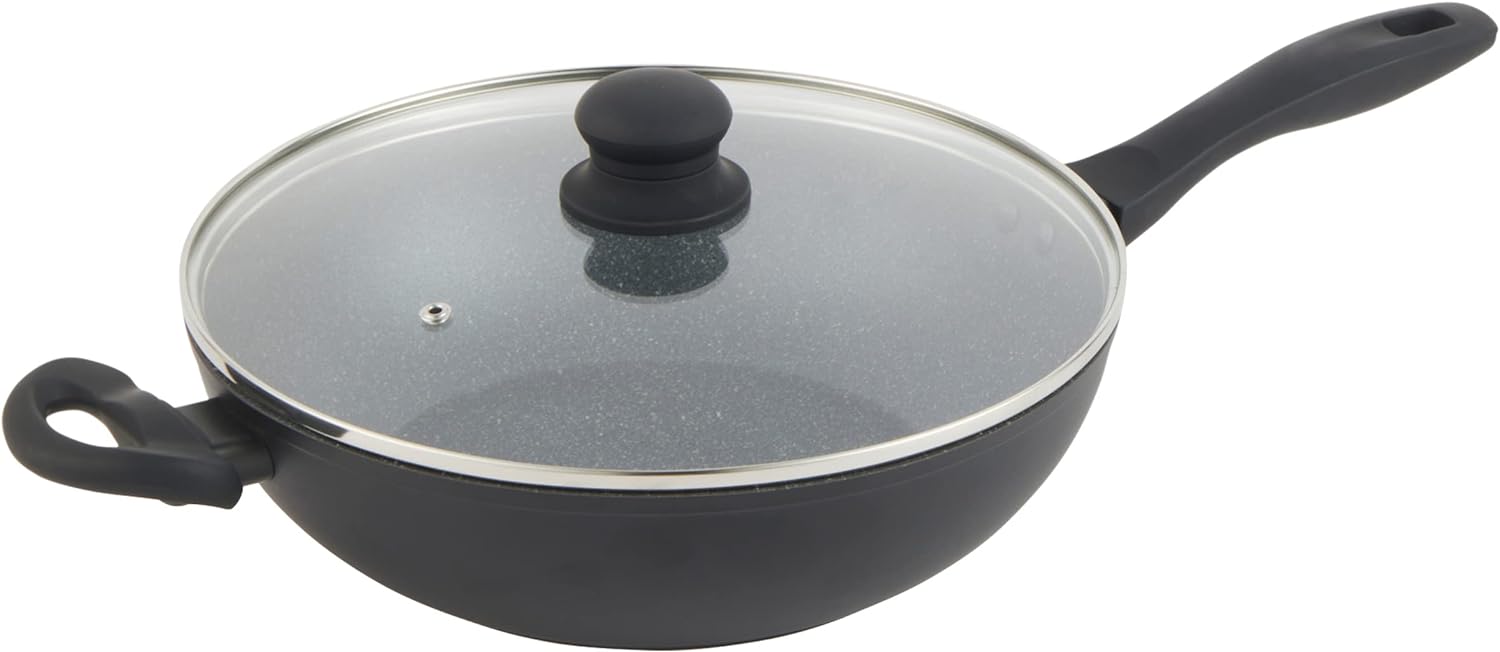 Russell Hobbs RH028011EU7 Metallic Marble 30 cm Frying Pan - Non - Stick Egg/Omelette Pan, Induction Suitable Cooking Pan, Little to No Oil, Healthy Cooking, Forged Aluminium Cookware, Soft - Grip Handle - Amazing Gadgets Outlet