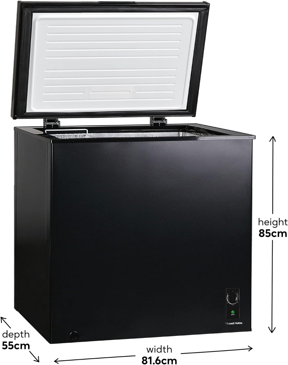 Russell Hobbs RH198CF3003B 198L Freestanding Black Chest Freezer with 5 Year Warranty, Adjustable Thermostat, 4 Star Freezer Rating & Suitable for Outbuildings & Garages - Amazing Gadgets Outlet