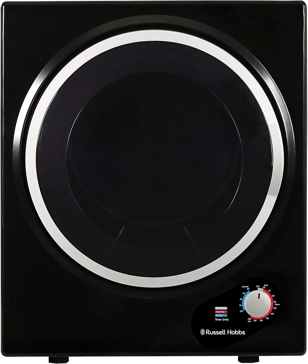 Russell Hobbs RH3VTD800B Black 2.5kg Compact Mini Vented Tumble Dryer, Portable, Freestanding Table top Dryer with 3 Heat Settings small - Amazing Gadgets Outlet