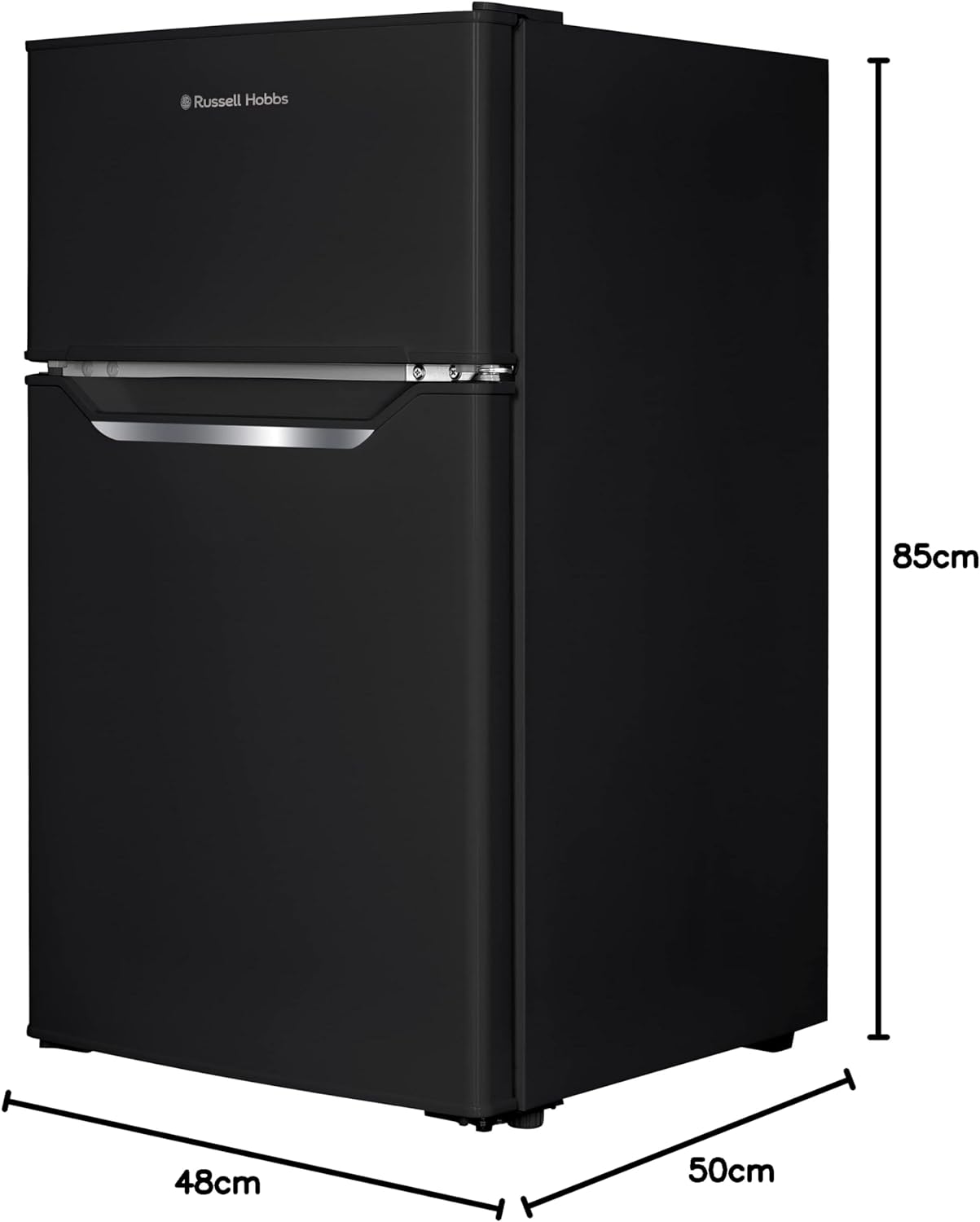 Russell Hobbs RH48UCFF2B 48cm Wide Undercounter Fridge Freezer, LED light, 85 litres, Black, Noise level: decibels 4 - Amazing Gadgets Outlet