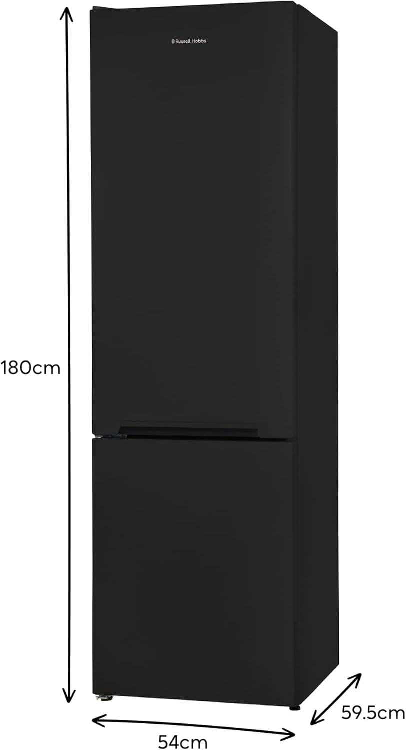 Russell Hobbs RH54FF180B 54cm Wide 180cm High Freestanding Fridge Freezer, 204L Fridge Space, 84L Freezer Space, 4 Shelves, 4 Door Racks, Eco Friendly, Black - Amazing Gadgets Outlet