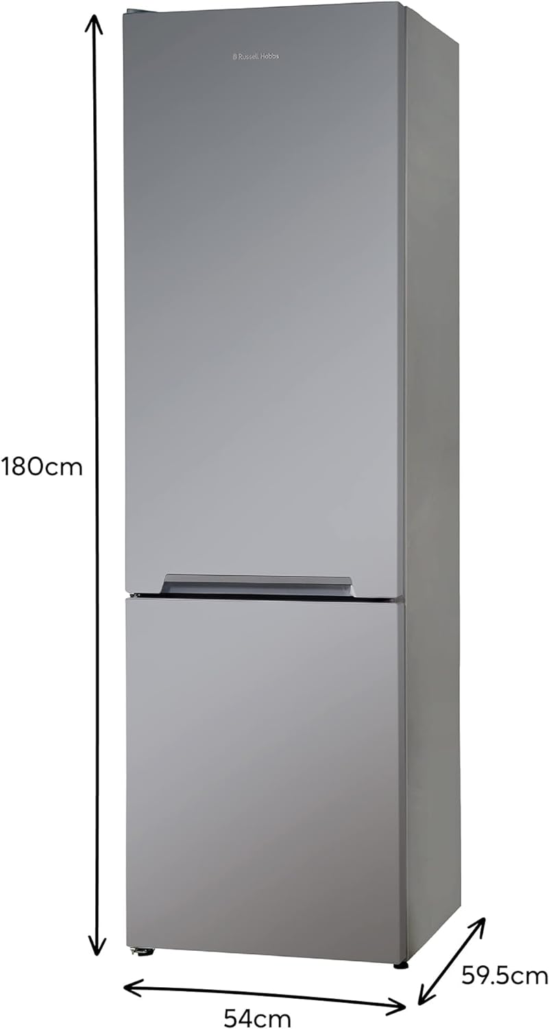 Russell Hobbs RH54FF180S 54cm Wide 180cm High Freestanding Fridge Freezer, 204L Fridge Space, 84L Freezer Space, 4 Shelves, 4 Door Racks, Eco Friendly, Silver - Amazing Gadgets Outlet