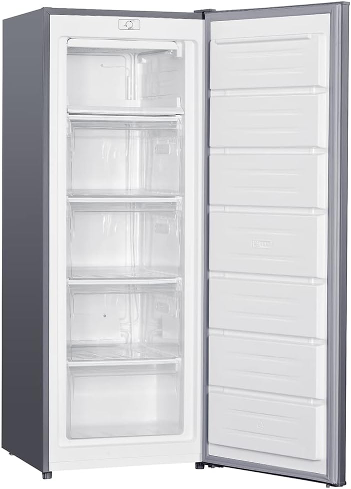 Russell Hobbs RH55FZ143SS 168L Stainless Steel Freestanding Upright Freezer with 5 Drawers, 143 cm Tall & 55 cm Wide, Adjustable Thermostat & 40 Decibel Noise Level, 2 Year Guarantee - Amazing Gadgets Outlet