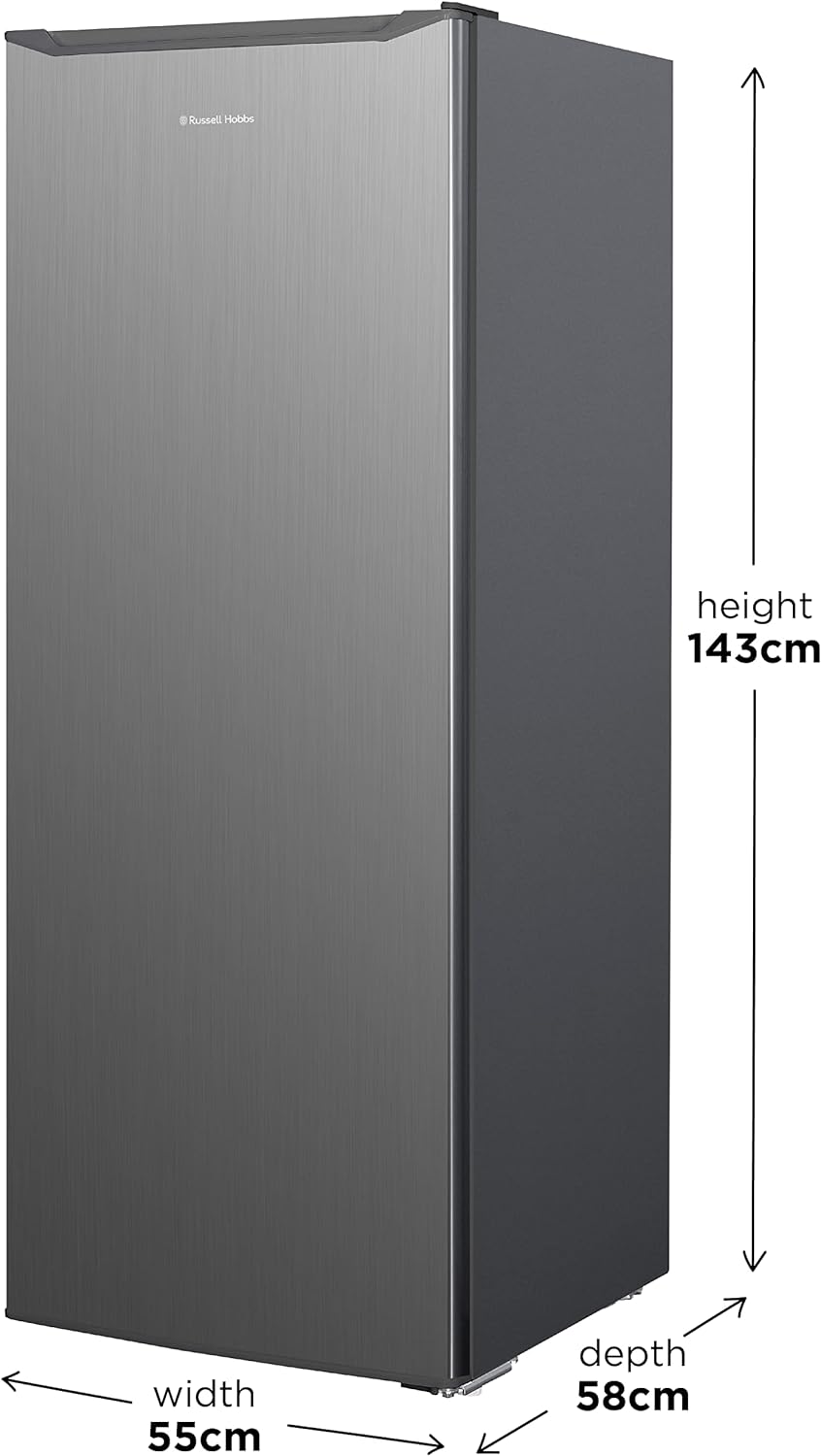 Russell Hobbs RH55LF143SS 242L Larder Fridge, 55cm Wide, 4 Shelves, 4 Door Racks, LED Light, 2 Year Guarantee, Stainless Steel - Amazing Gadgets Outlet