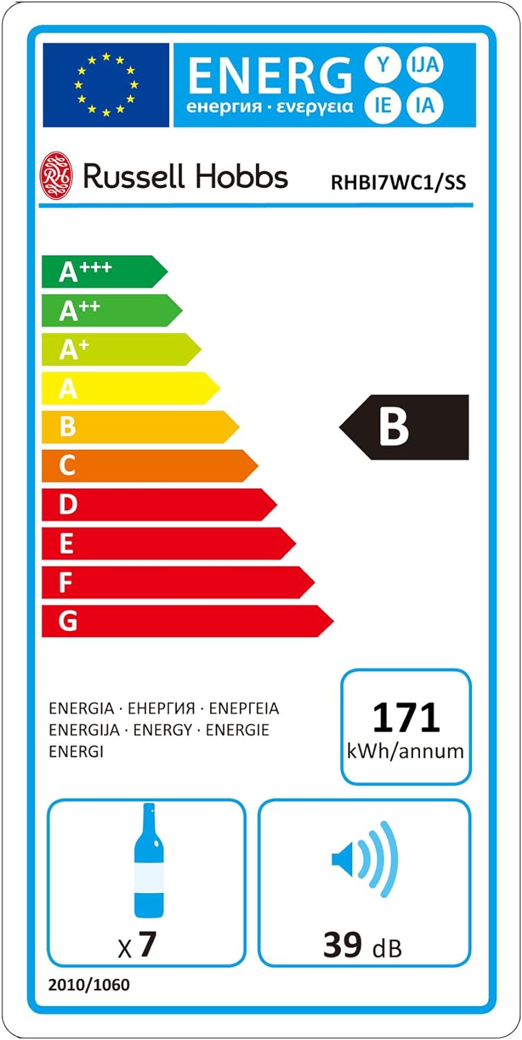 Russell Hobbs RHBI7WC1 7 Freestanding or Integrated Wine/Drinks Cooler, 7 bottle capacity, Black Glass - Amazing Gadgets Outlet
