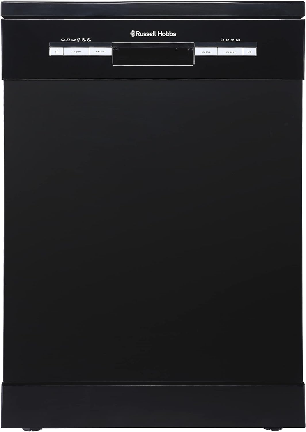 Russell Hobbs RHDW3B - M Freestanding Full Size Dishwasher, 5 Temperature Settings, 11 liters, Black, Noise level: decibels 49 - Amazing Gadgets Outlet
