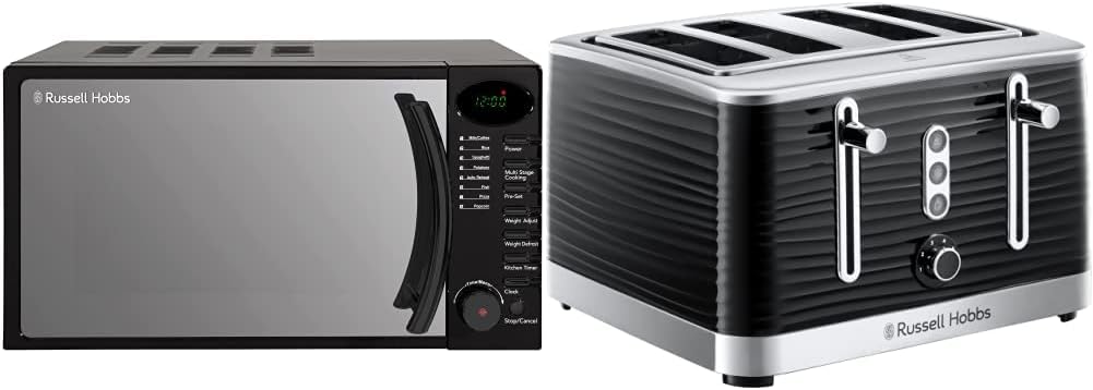 Russell Hobbs RHM1714B 17 Litre 700 W Black Digital Solo Microwave with 5 Power Levels, Digital Clock and Timer, 8 Auto Cook Menus, Automatic Defrost, Easy Clean - Amazing Gadgets Outlet