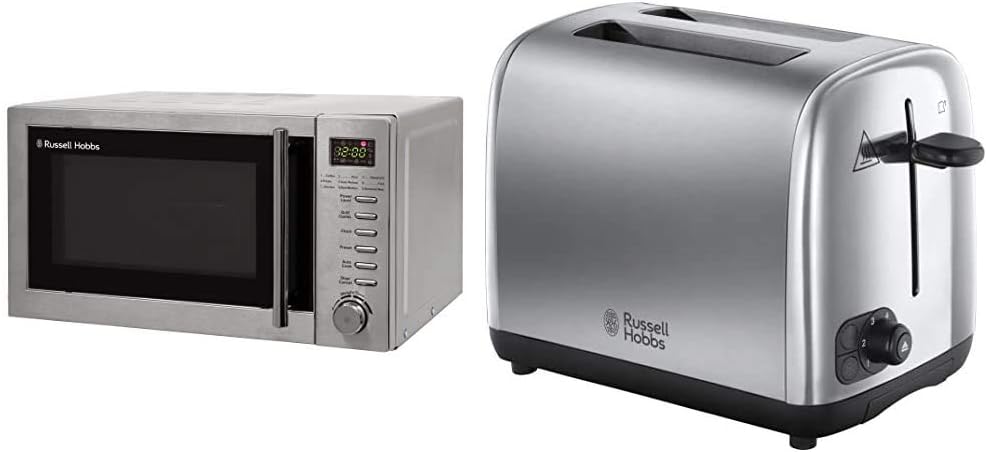 Russell Hobbs RHM2031 20 L 800 W Stainless Steel Digital Grill Microwave with 5 Power Levels, 1000 W Grill Power, Automatic Defrost, 8 Auto Cook Menus, Clock, Timer, Easy Clean - Amazing Gadgets Outlet