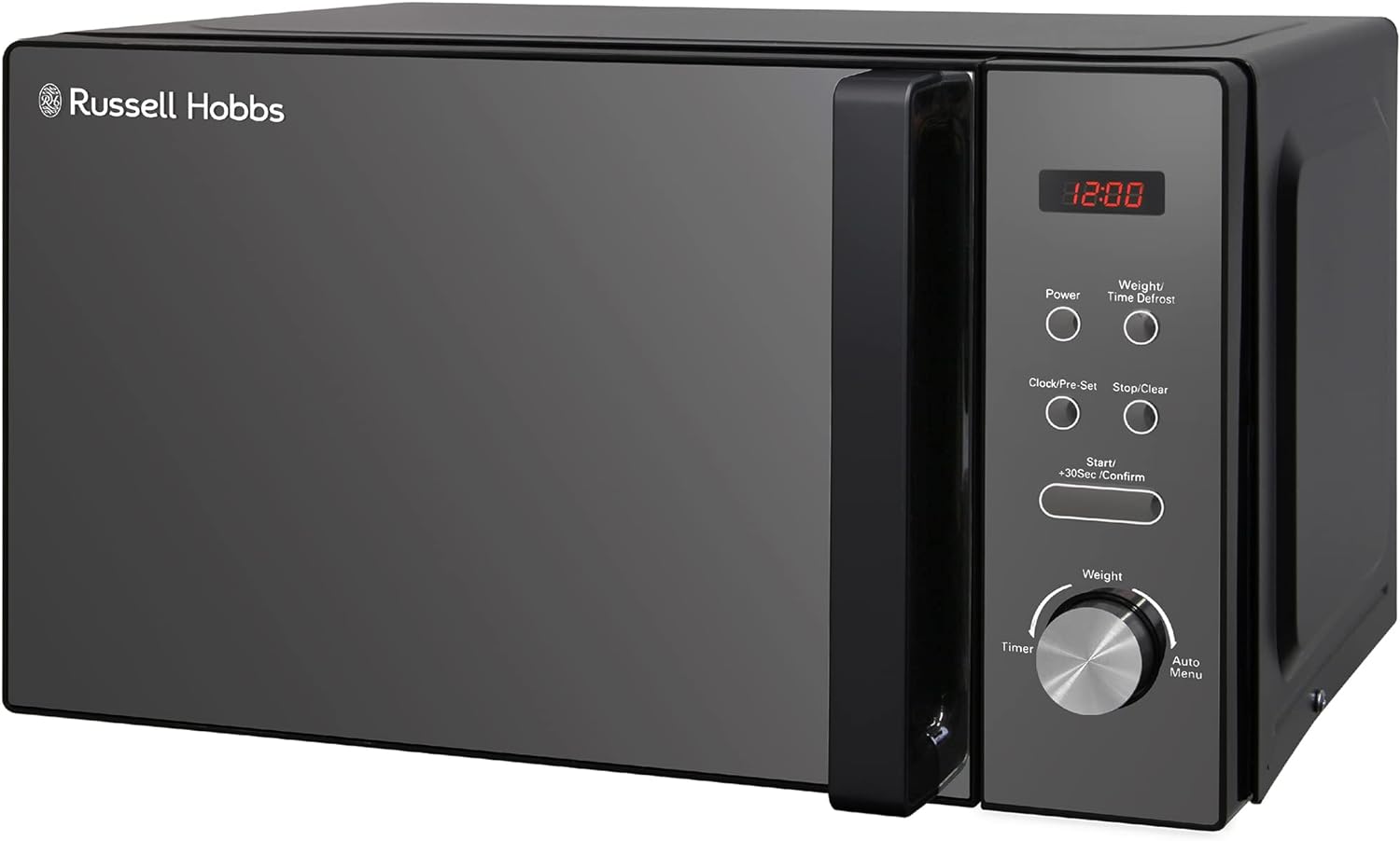 Russell Hobbs RHM2076B 20 Litre 800 W Black Digital Solo Microwave with 5 Power Levels, Automatic Defrost, 8 Auto Cook Menus, Clock and Timer, Easy Clean - Amazing Gadgets Outlet