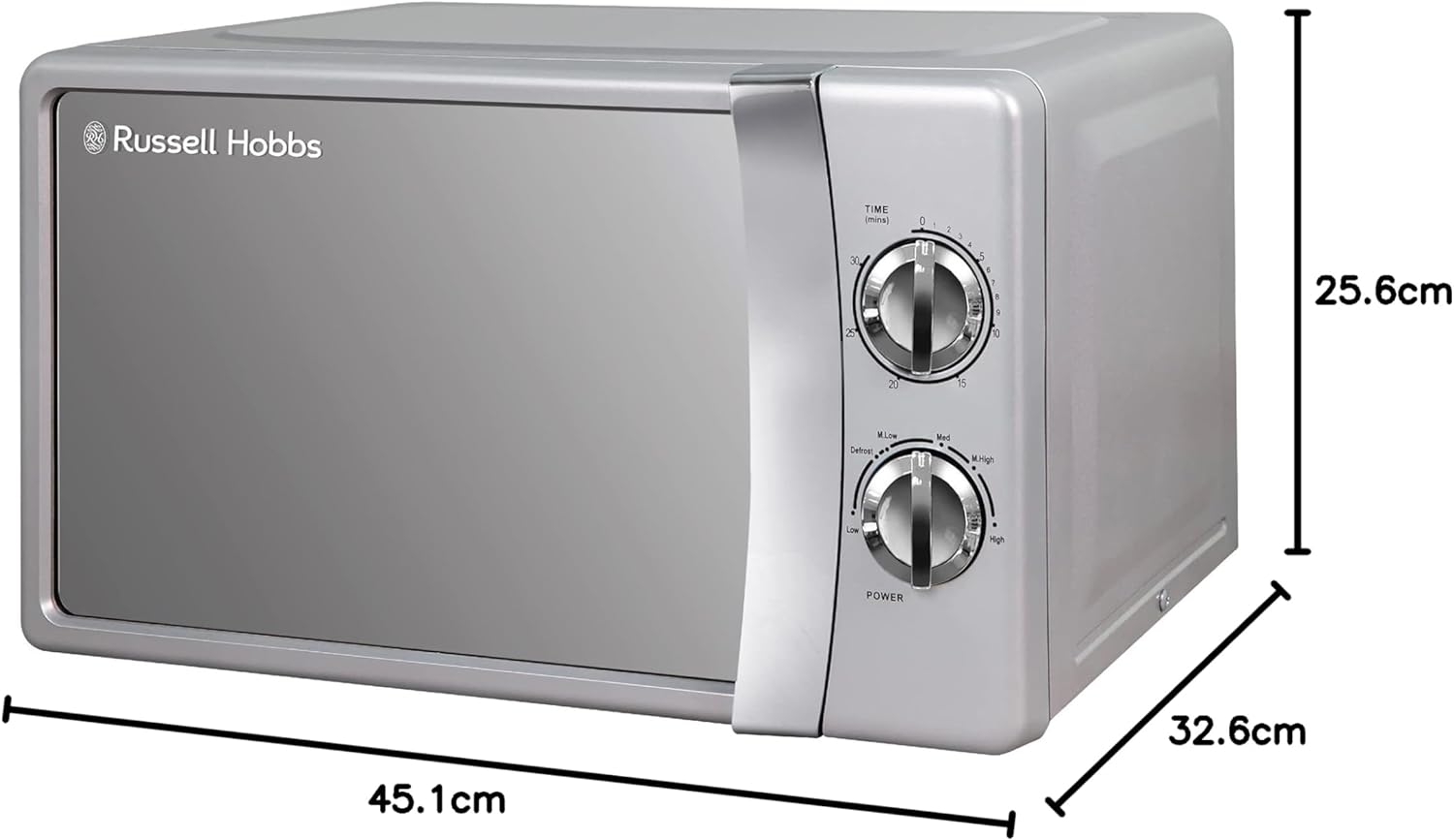 Russell Hobbs RHMM701S 17 Litre 700 W Silver Solo Manual Microwave with 5 Power Levels, Ringer & Timer, Defrost Setting, Easy Clean - Amazing Gadgets Outlet