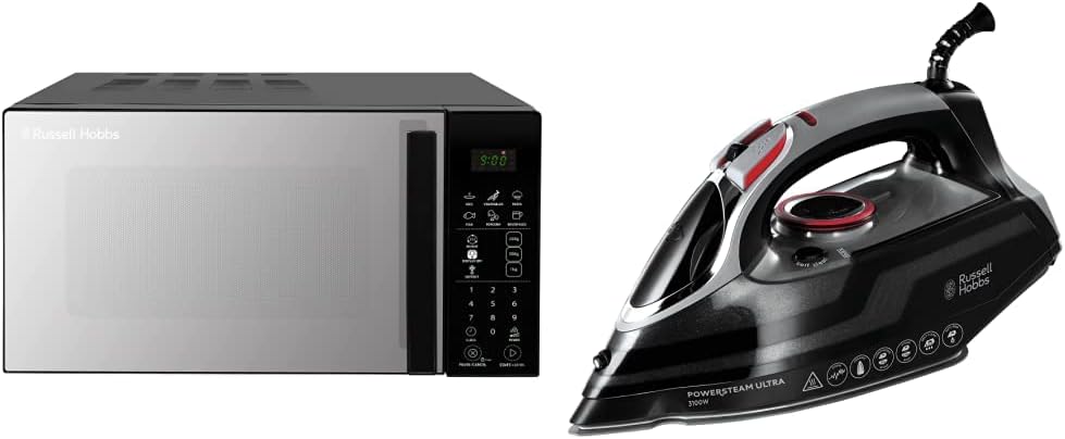 Russell Hobbs RHMT2004B 20L 800W Touch Control Digital Solo Microwave in Black with 5 Power Levels, 8 Auto Cook Menus, Defrost Control, Clock & Timer - Amazing Gadgets Outlet