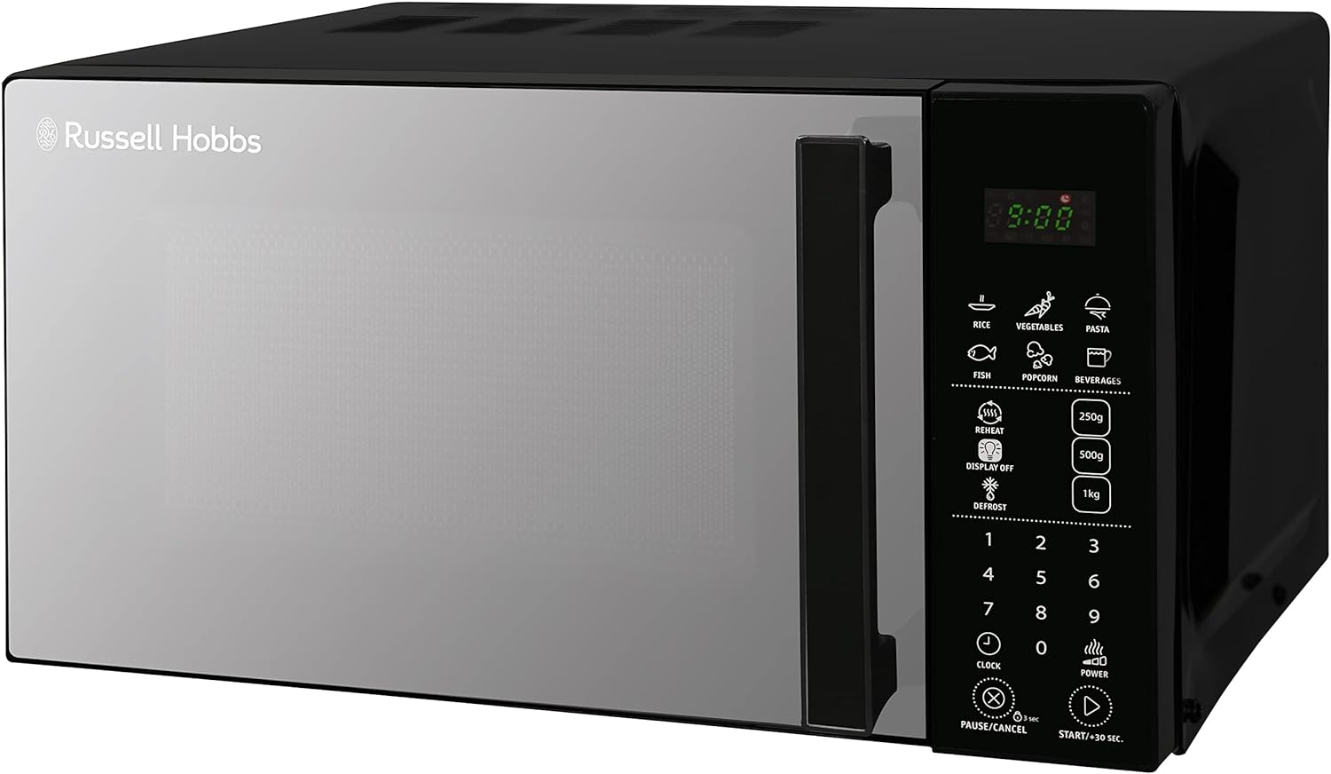 Russell Hobbs RHMT2004B 20L 800W Touch Control Digital Solo Microwave in Black with 5 Power Levels, 8 Auto Cook Menus, Defrost Control, Clock & Timer - Amazing Gadgets Outlet