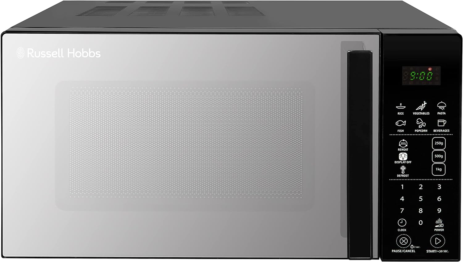 Russell Hobbs RHMT2004B 20L 800W Touch Control Digital Solo Microwave in Black with 5 Power Levels, 8 Auto Cook Menus, Defrost Control, Clock & Timer - Amazing Gadgets Outlet