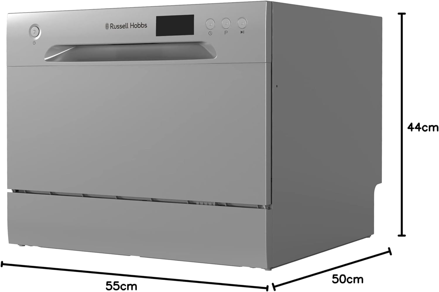 Russell Hobbs RHTTDW6S Freestanding Compact Dishwasher, Eco mode, 6 place settings, Noise level: decibels 52 (Energy Class F), Silver - Amazing Gadgets Outlet