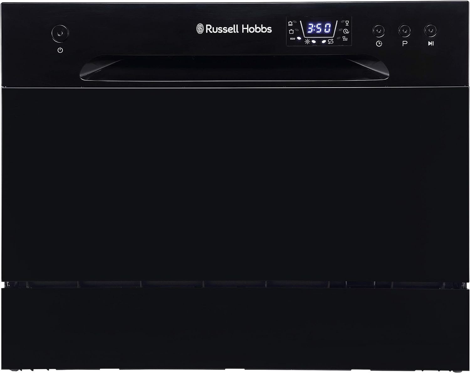 Russell Hobbs RHTTDW6S Freestanding Compact Dishwasher, Eco mode, 6 place settings, Noise level: decibels 52 (Energy Class F), Silver - Amazing Gadgets Outlet