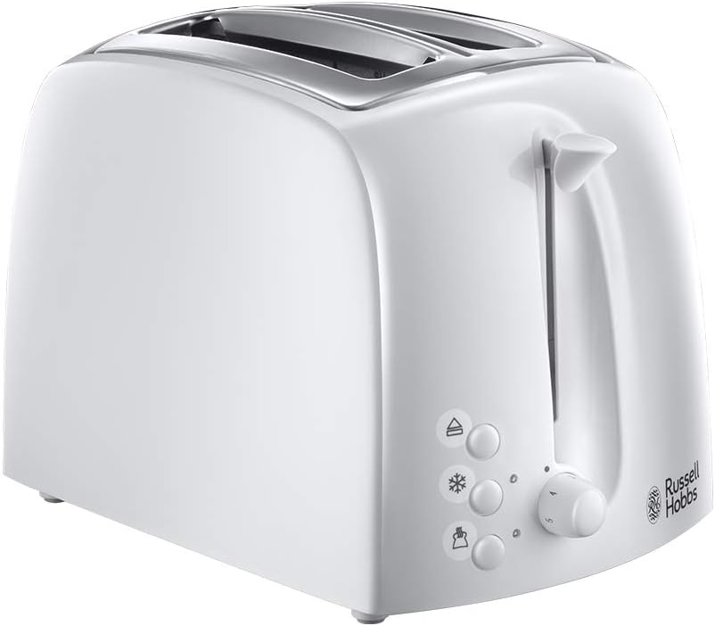 Russell Hobbs Textures 2 Slice Toaster (Extra Wide Slots, 6 Browning levels, Frozen, cancel & reheat function with indicator lights, Removable crumb tray, 850W, Black matt & high gloss finish) 21641 - Amazing Gadgets Outlet