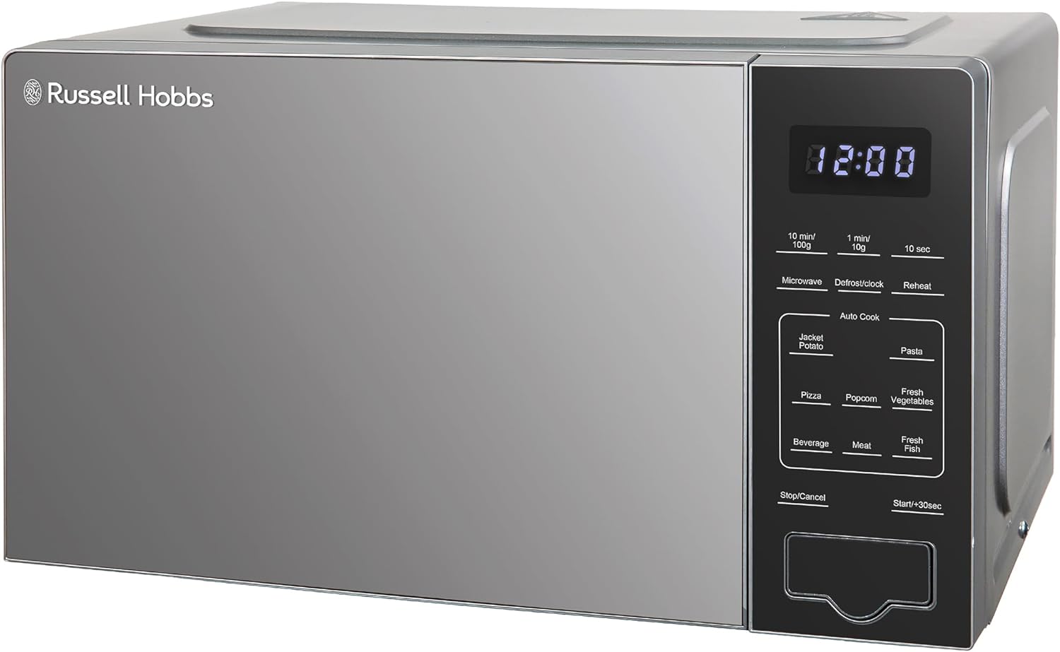 Russell Hobbs Touch Control Digital Solo Microwave 20L 800W in Silver with 10 Power Levels, 6 Auto Cook Menus, Defrost Control, Clock & Timer RHMT2005S - Amazing Gadgets Outlet