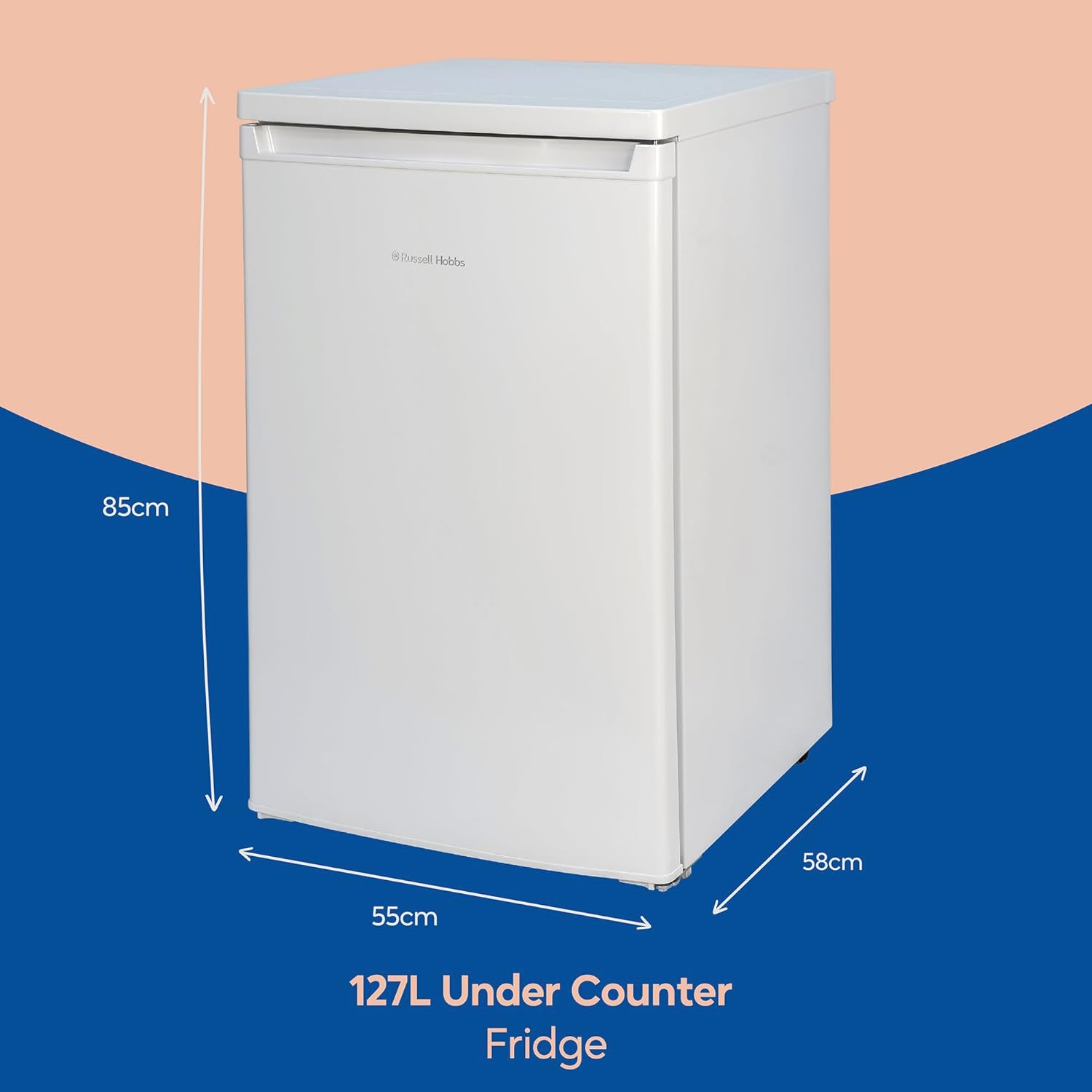 Russell Hobbs Under Counter Larder Fridge 127 Litre with Adjustable Thermostat & Feet, 3 Removable Shelves, Internal LED Light, Reversible Door, White, 2 Year Guarantee RH85UCLF552E1W   Import  Single ASIN  Import  Multiple ASIN ×Product customiz - Amazing Gadgets Outlet