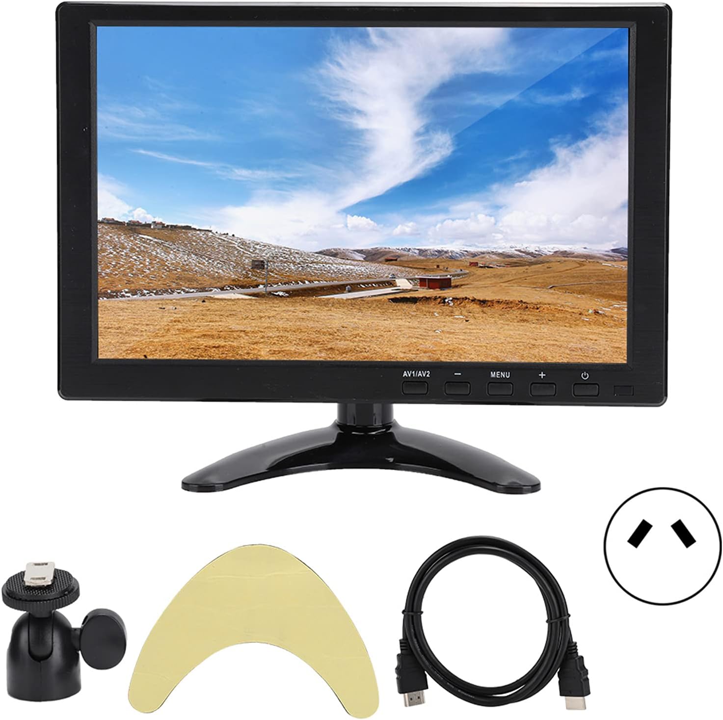 RvSky 10 Inch Monitor, Small Computer Monitor, TFT LCD Screen, with WLED Backlight, 1280 X 800 Resolution, 3.5mm Audio Output, 100 - 240V, Supports VGA/AV(UK) - Amazing Gadgets Outlet