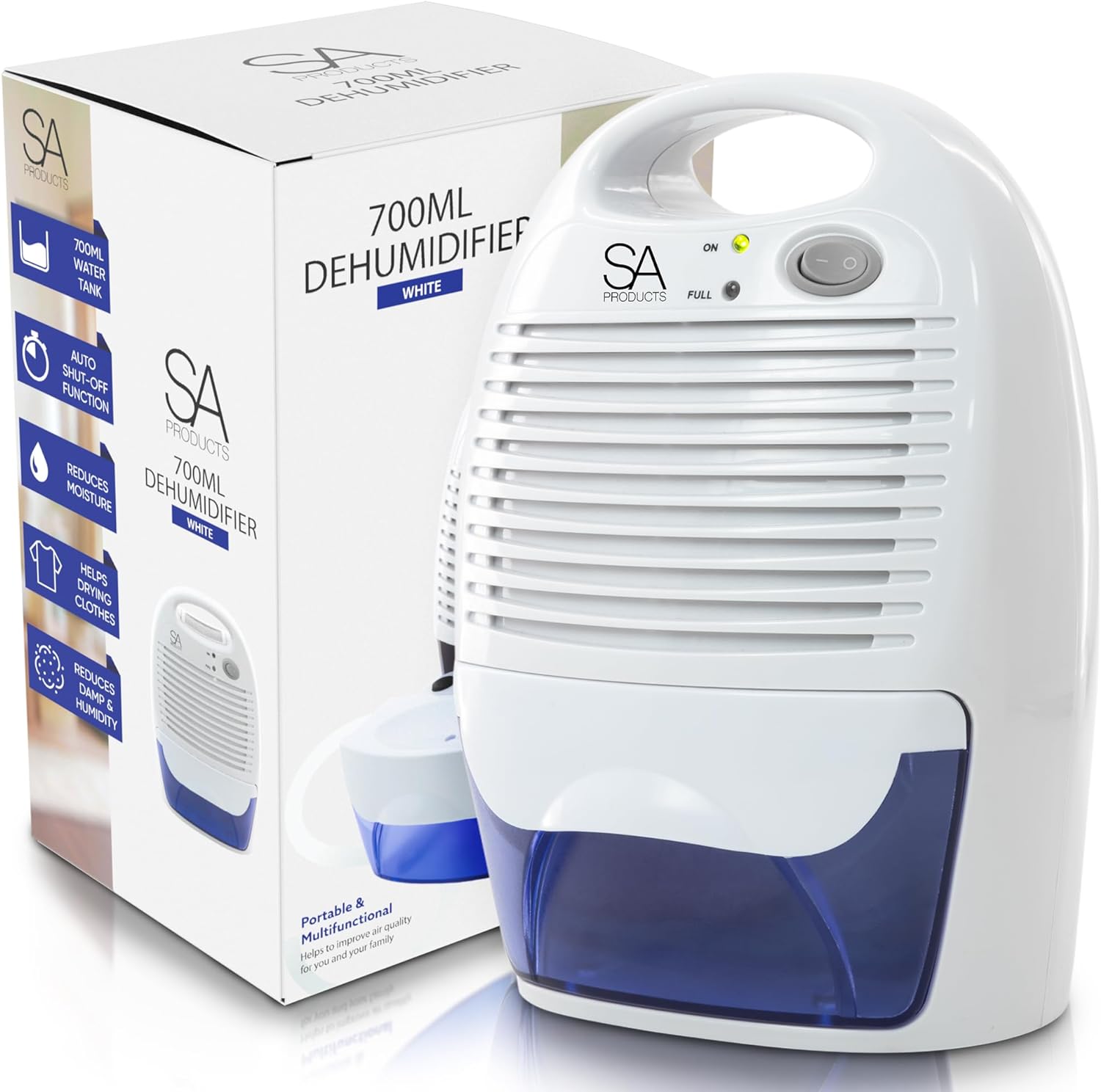SA Products 700ml Dehumidifier, Small Dehumidifier | Dehumidifiers for Home | Portable Dehumidifier and Air Purifier | Moisture Absorbers for Home, Dehumidifier for Bedroom, Bathroom (White) - Amazing Gadgets Outlet