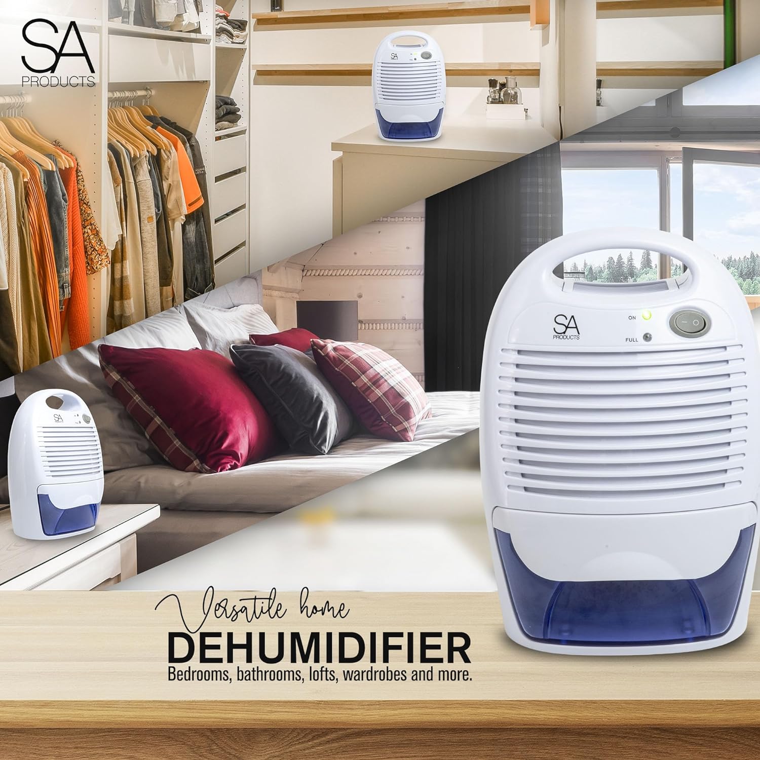 SA Products 700ml Dehumidifier, Small Dehumidifier | Dehumidifiers for Home | Portable Dehumidifier and Air Purifier | Moisture Absorbers for Home, Dehumidifier for Bedroom, Bathroom (White) - Amazing Gadgets Outlet