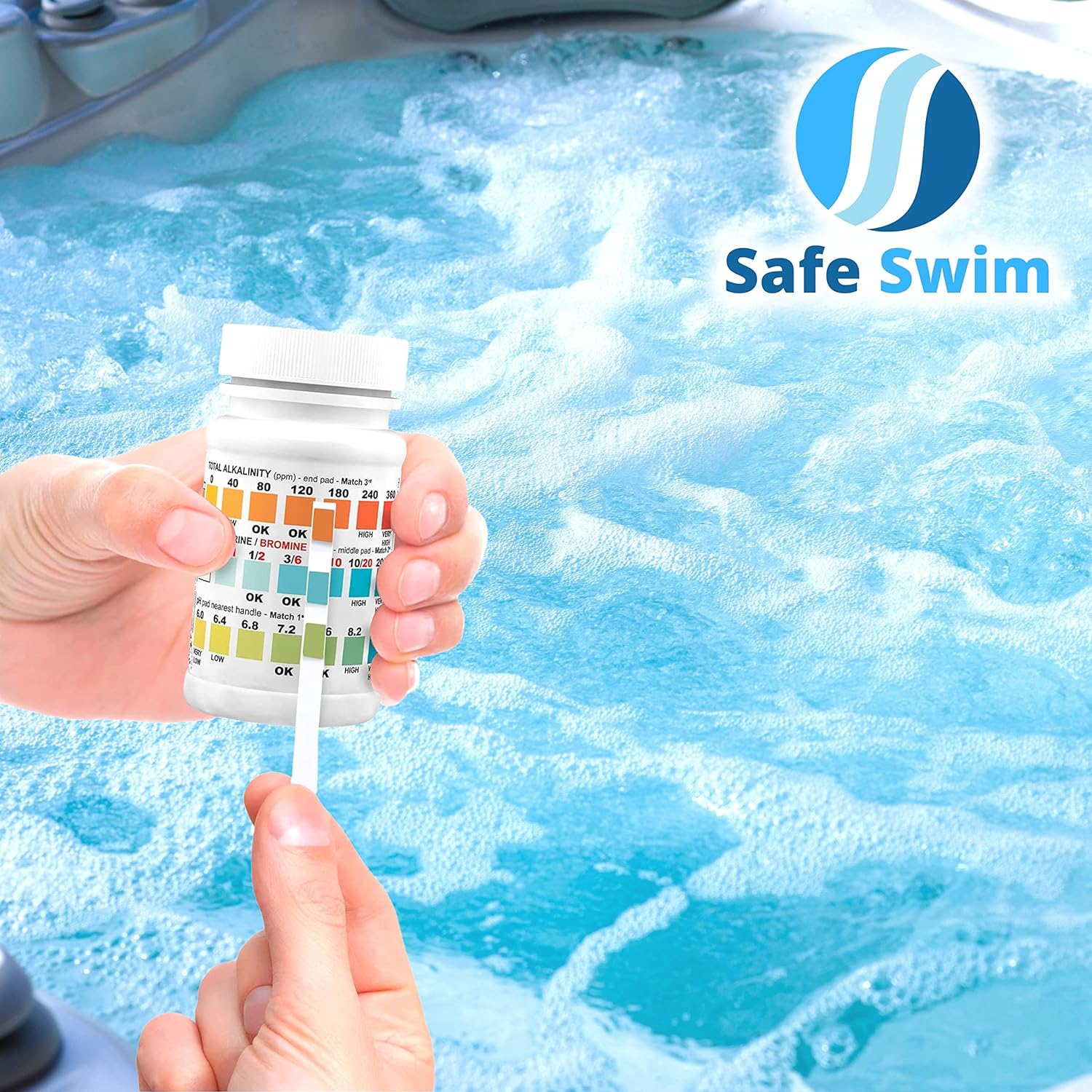 Safe Swim 4 - Way - Hot Tub, Swimming Pool and Spa Test Strips - Bottle of 70 - Measures Chlorine, Bromine, PH and Total Alkalinity - Made in the USA.   Import  Single ASIN  Import  Multiple ASIN ×Product customization General Description - Amazing Gadgets Outlet