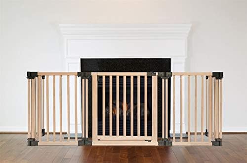 Safetots Wooden Multi Panel Fire Surround, 49cm Deep x 120cm Wide, Natural Wood, Baby and Toddler Fire Guard, Safety Barrier for Fireplaces, Easy Installation - Amazing Gadgets Outlet