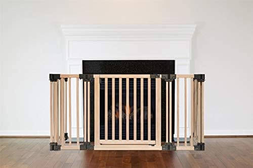 Safetots Wooden Multi Panel Fire Surround, 49cm Deep x 120cm Wide, Natural Wood, Baby and Toddler Fire Guard, Safety Barrier for Fireplaces, Easy Installation - Amazing Gadgets Outlet