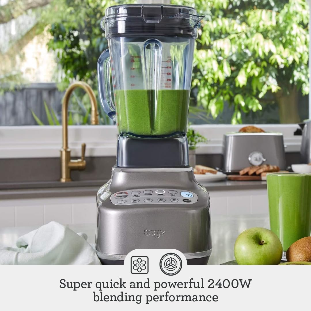 Sage - The Q Quick Super Blender - 2400W Power, 4 One Touch Programs, 5 Speed Settings - 2L Capacity, Smoked Hickory - Amazing Gadgets Outlet