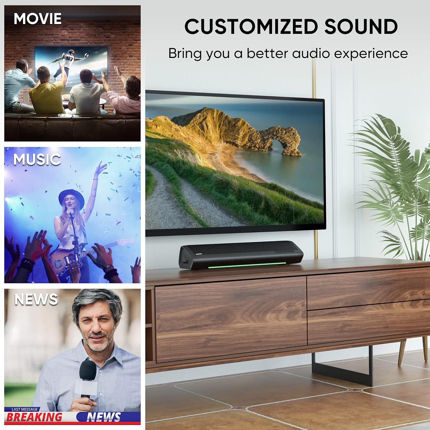 Saiyin Sound Bar for TV, Soundbar with Bluetooth,Optical, AUX Inputs, 17 - Inch Small TV Sound Bar Speakers with Visual Volume Adjustment (17 inch, Balck, DS6305) - Amazing Gadgets Outlet