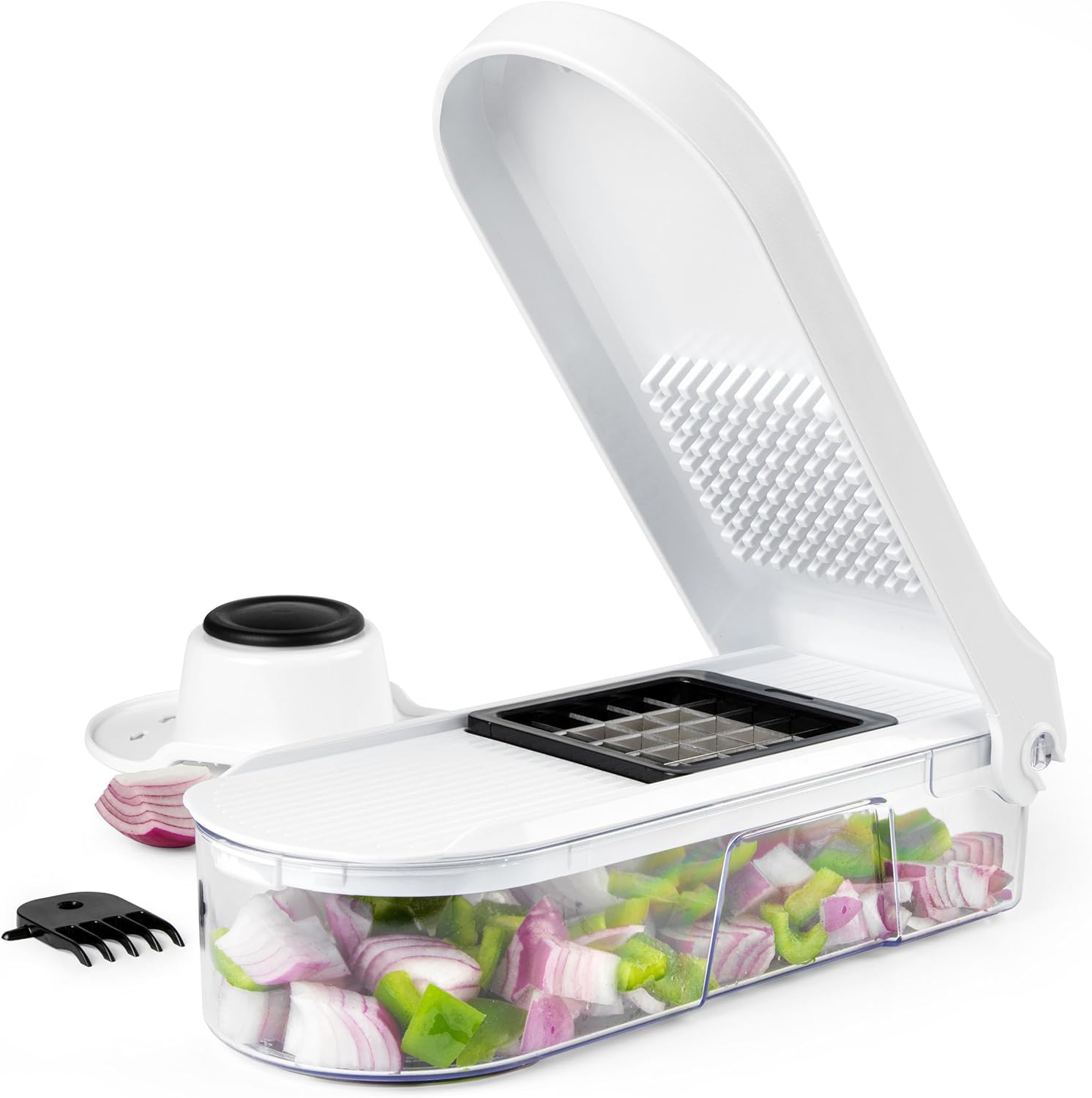 Salter BW12926EU7 Multifunctional Food Chopper – Vegetable Chopper, 6 Interchangeable Blades, Compact Mandoline Slicer, Onion Chopper/Dicer, Finger Guard for Added Safety, Food Preparation Utensil - Amazing Gadgets Outlet