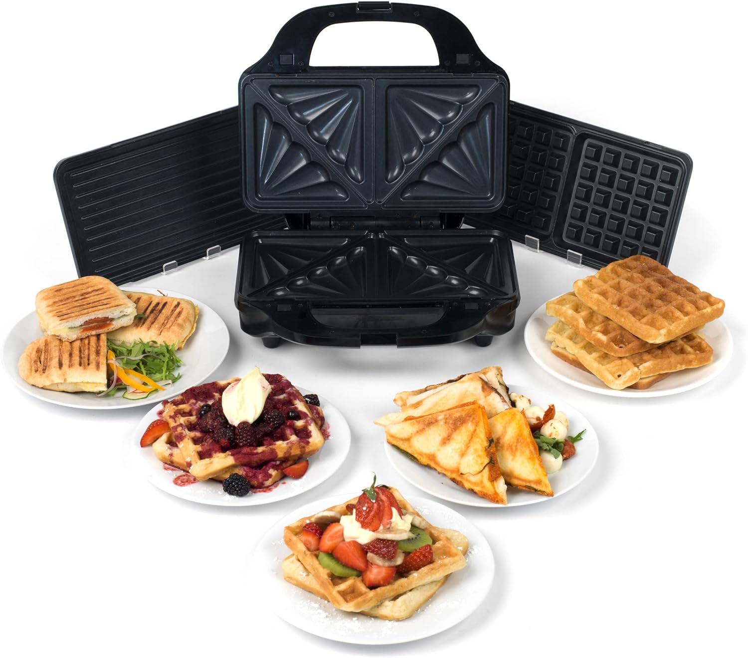 Salter EK2143 3 - In - 1 Snack Maker - Sandwich Toaster, Waffle Maker, Panini Press Grill, Includes Removable Extra Large Deep Fill Hot Plates, Non - Stick, 900W, Auto Temperature Control, Stay Cool Handle - Amazing Gadgets Outlet