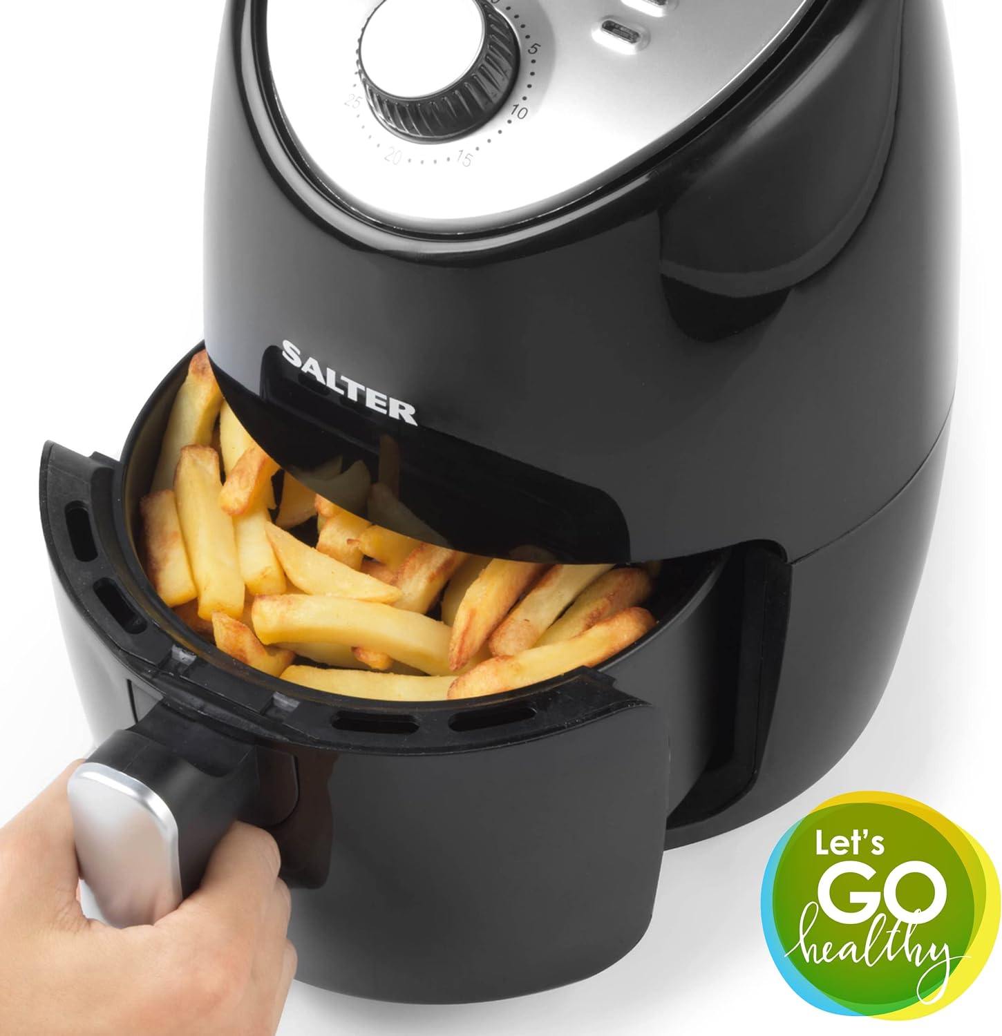 Salter EK2817H 2L Compact Air Fryer, Non - Stick Cooking, 30 Minute Timer, Automatic Shut Off Function, Hot Air Circulation, Healthier Cooking, Adjustable Temperature Control, Small Households, 1000W - Amazing Gadgets Outlet