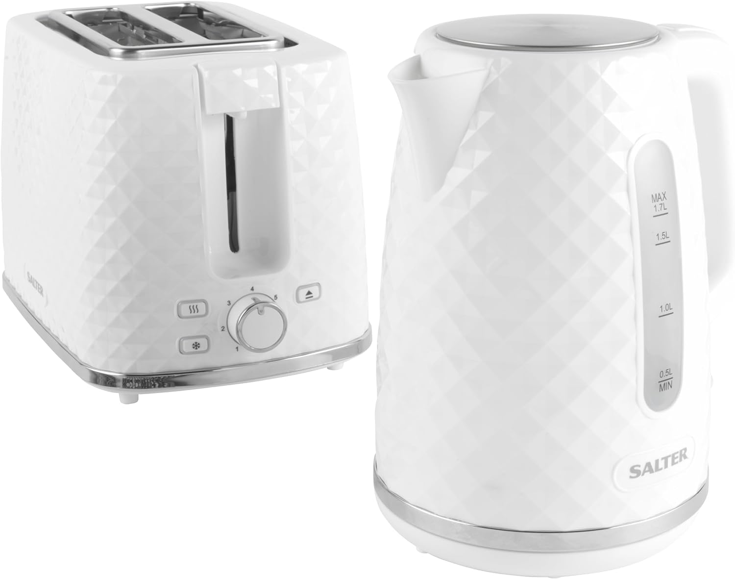 Salter EK5575WH 2 - Slice Glacier Toaster - Wide Toasting Slots, 7 Levels of Variable Browning, Defrost, Reheat and Cancel Functions, Removable Crumb Tray Included, Modern Finish White 930 W,Black - Amazing Gadgets Outlet