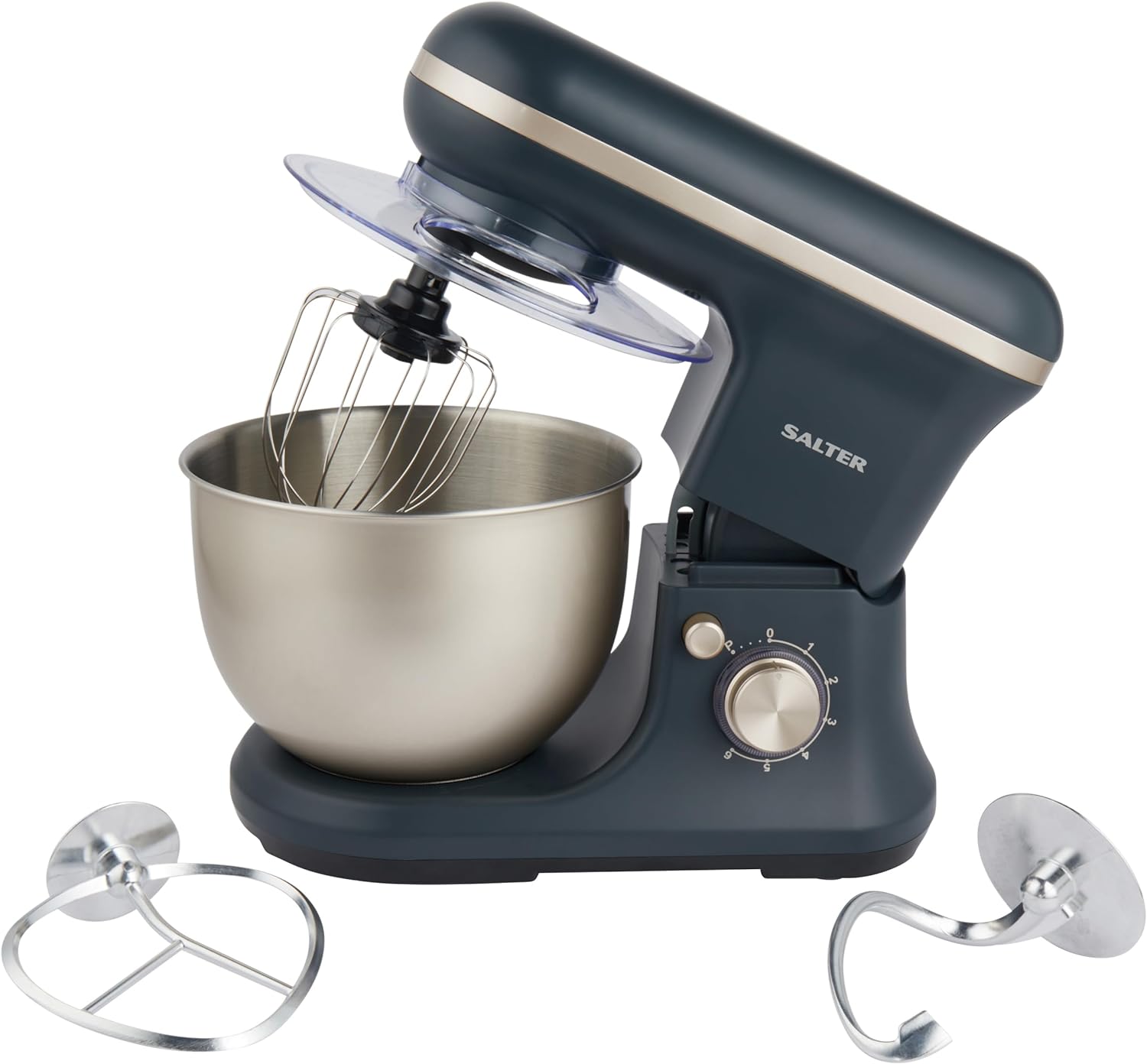 Salter EK5620BGRY Marino Baking Stand Mixer - 6 Speed Kitchen Mixer With Pulse, 5L Stainless Steel Mixing Bowl, Removable Splash Guard, Whisk, Dough and Beater Attachment, 1200W, Blue/Grey   Import  Single ASIN  Import  Multiple ASIN ×Product cus - Amazing Gadgets Outlet