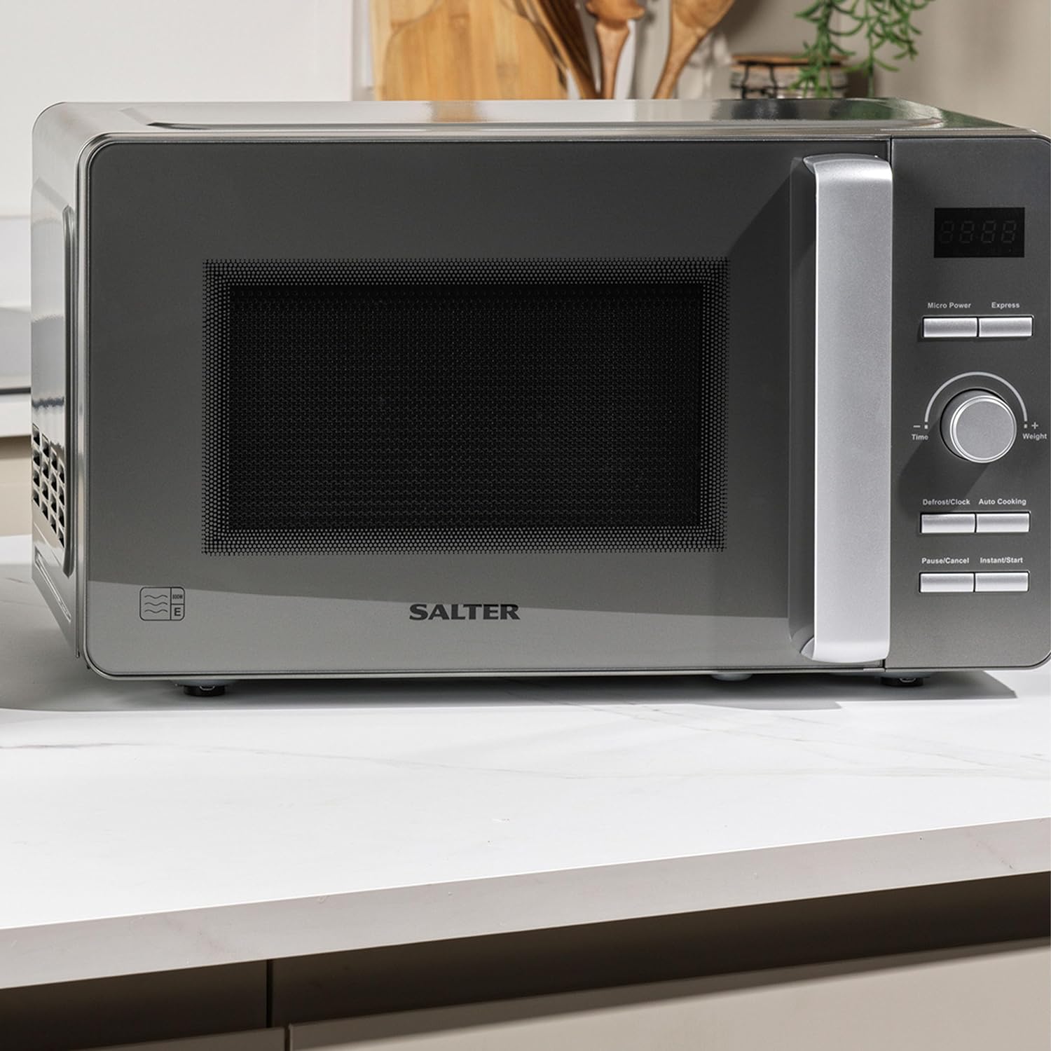 Salter EK5653 Cosmos 20L Digital Microwave – 27cm Glass Turntable For Even Cooking, Auto Cook Programmes & Defrost Settings, 60 Minute Timer Dial, LED Display,800W, 33(D) x44(W) x34cm(H) - Amazing Gadgets Outlet