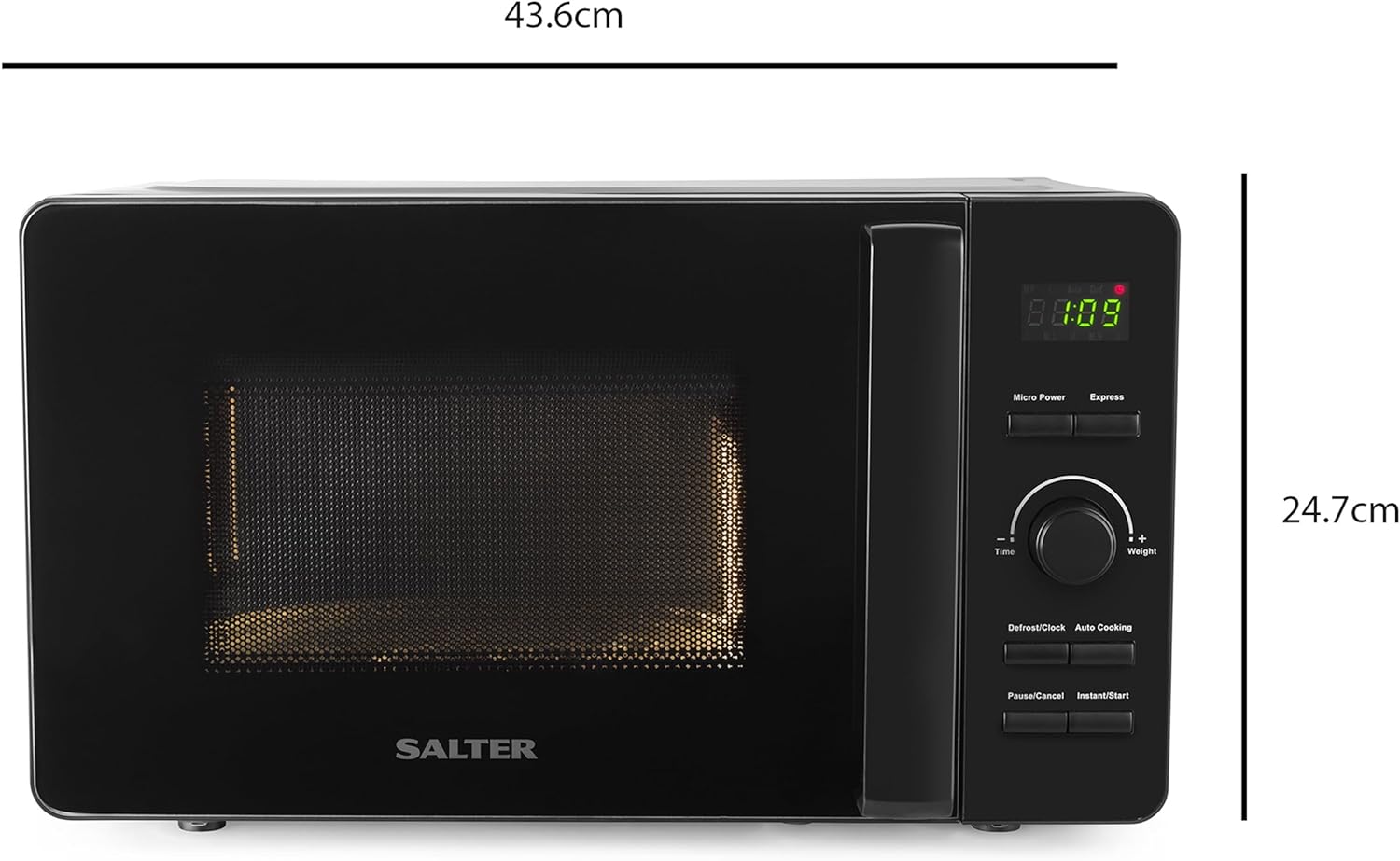 Salter EK5653MBLK Kuro 20L Digital Microwave – 800 W Solo Freestanding Microwave Oven With 27 cm Rotating Turntable, LED Clock Display Screen, Adjustable Time/Weigh Dial, 60 Minute Timer, Black - Amazing Gadgets Outlet