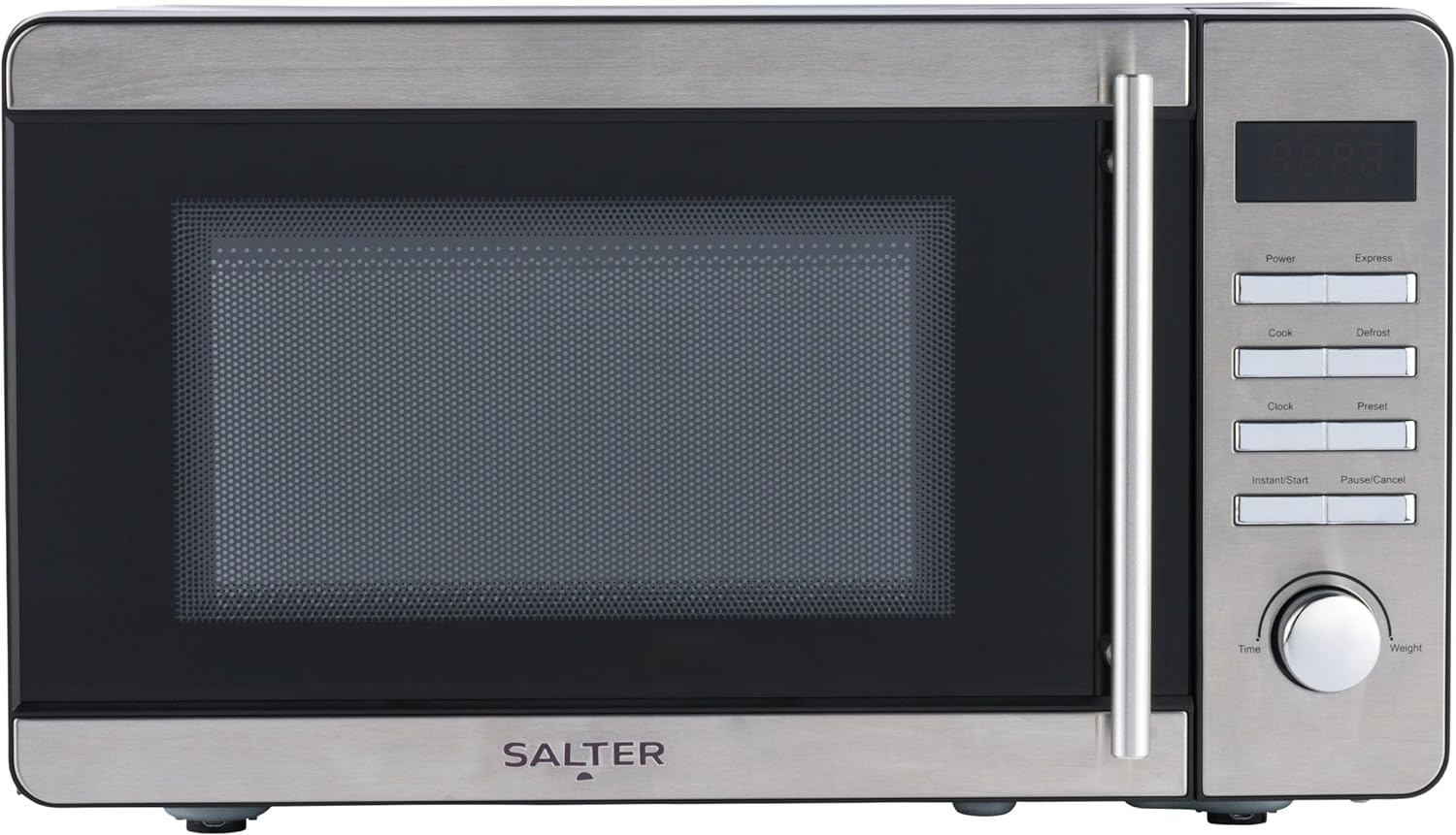 Salter EK5746 20 Litre Digital Microwave 60 - Minute Timer, Defrost Function, 27cm Turntable, Even Cooking, Time/Weight Controls, Instant Start, 45.1 x 35.4 x 25.8 cm, Stainless Steel Finish, 800W - Amazing Gadgets Outlet