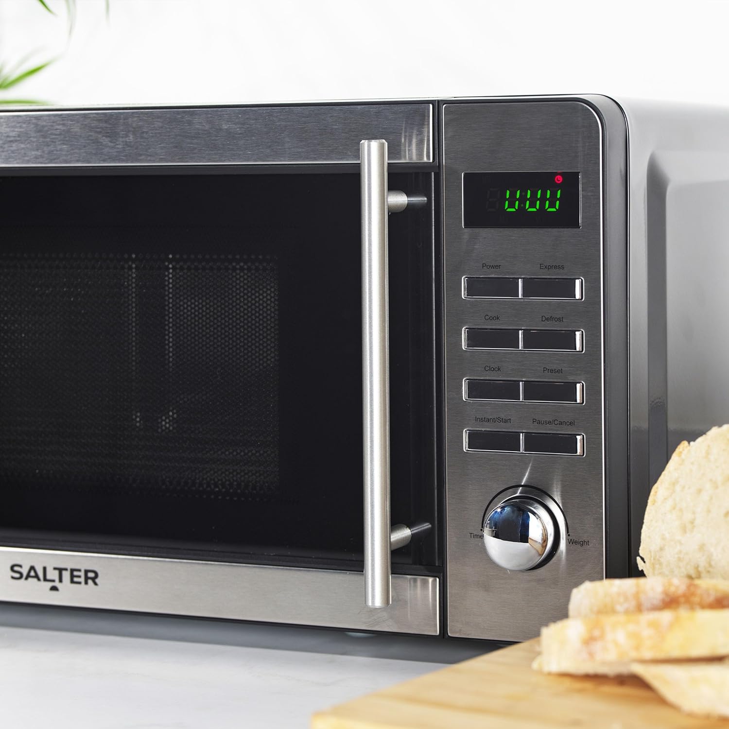 Salter EK5746 20 Litre Digital Microwave 60 - Minute Timer, Defrost Function, 27cm Turntable, Even Cooking, Time/Weight Controls, Instant Start, 45.1 x 35.4 x 25.8 cm, Stainless Steel Finish, 800W - Amazing Gadgets Outlet