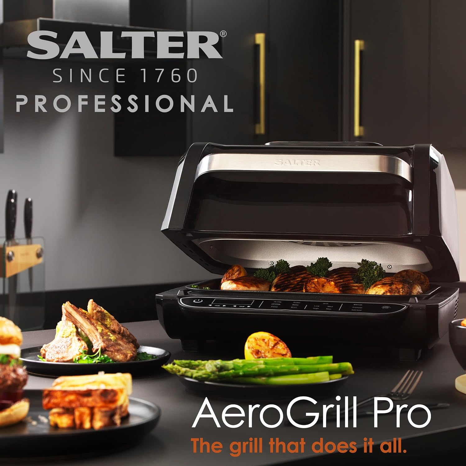 Salter Professional EK4945 AeroGrill Pro Air Fryer – 8 - in - 1 Tabletop Healthy Multicooker, Digital Display With Button Control, Air Fry/Roast/Grill/Dehydrate/Bake/Broil/Pizza/Manual Cooking Functions - Amazing Gadgets Outlet