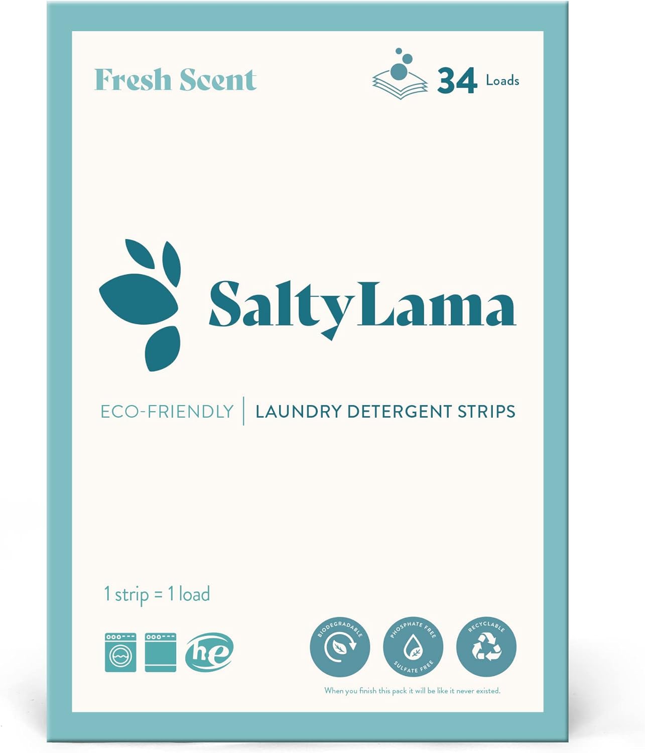 SaltyLama Eco - Friendly Fresh Scent Laundry Detergent Sheets, Washes up to 68 Loads - Amazing Gadgets Outlet