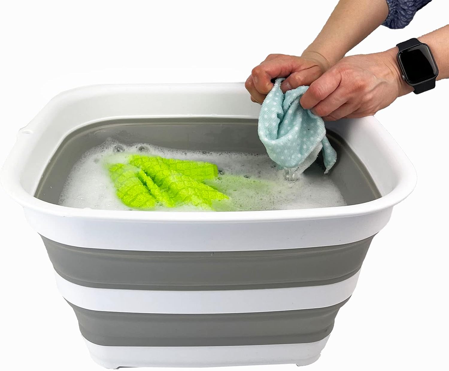 SAMMART 15L Collapsible Tub - Foldable Dish Tub - Portable Washing Basin - Space Saving Plastic Washtub (White/Grey)   Import  Single ASIN  Import  Multiple ASIN ×Product customization General Description Gallery Reviews Variations A - Amazing Gadgets Outlet