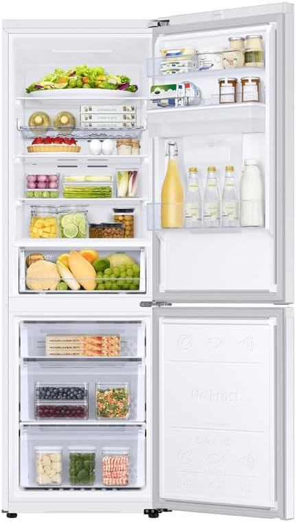 Samsung 4 Series Frost Free Classic Fridge Freezer, with Non Plumbed Water Dispenser, Wine Shelf and Big Door Bins, SpaceMax and All Around Cooling Technologies, White, RB34C652DWW/EU - Amazing Gadgets Outlet