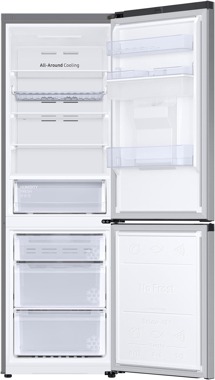 Samsung Classic Fridge Freezer, with Wine Shelf, Features Big Door Bin, All Around Cooling and SpaceMax Technologies, Silver, 7 Series, RB34C652ESA/EU - Amazing Gadgets Outlet