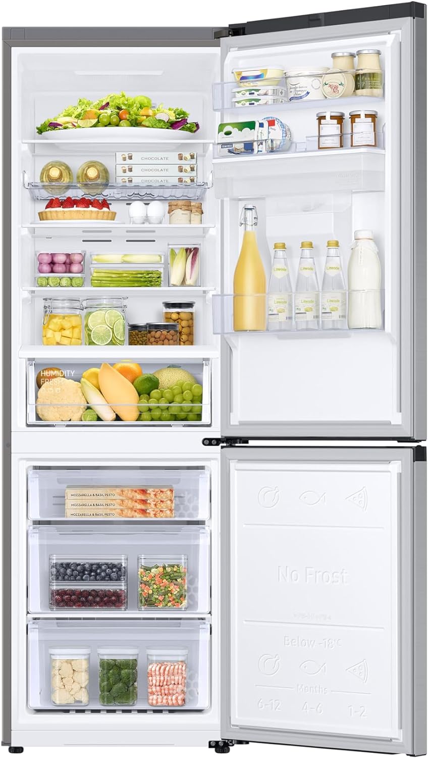 Samsung Classic Fridge Freezer, with Wine Shelf, Features Big Door Bin, All Around Cooling and SpaceMax Technologies, Silver, 7 Series, RB34C652ESA/EU - Amazing Gadgets Outlet