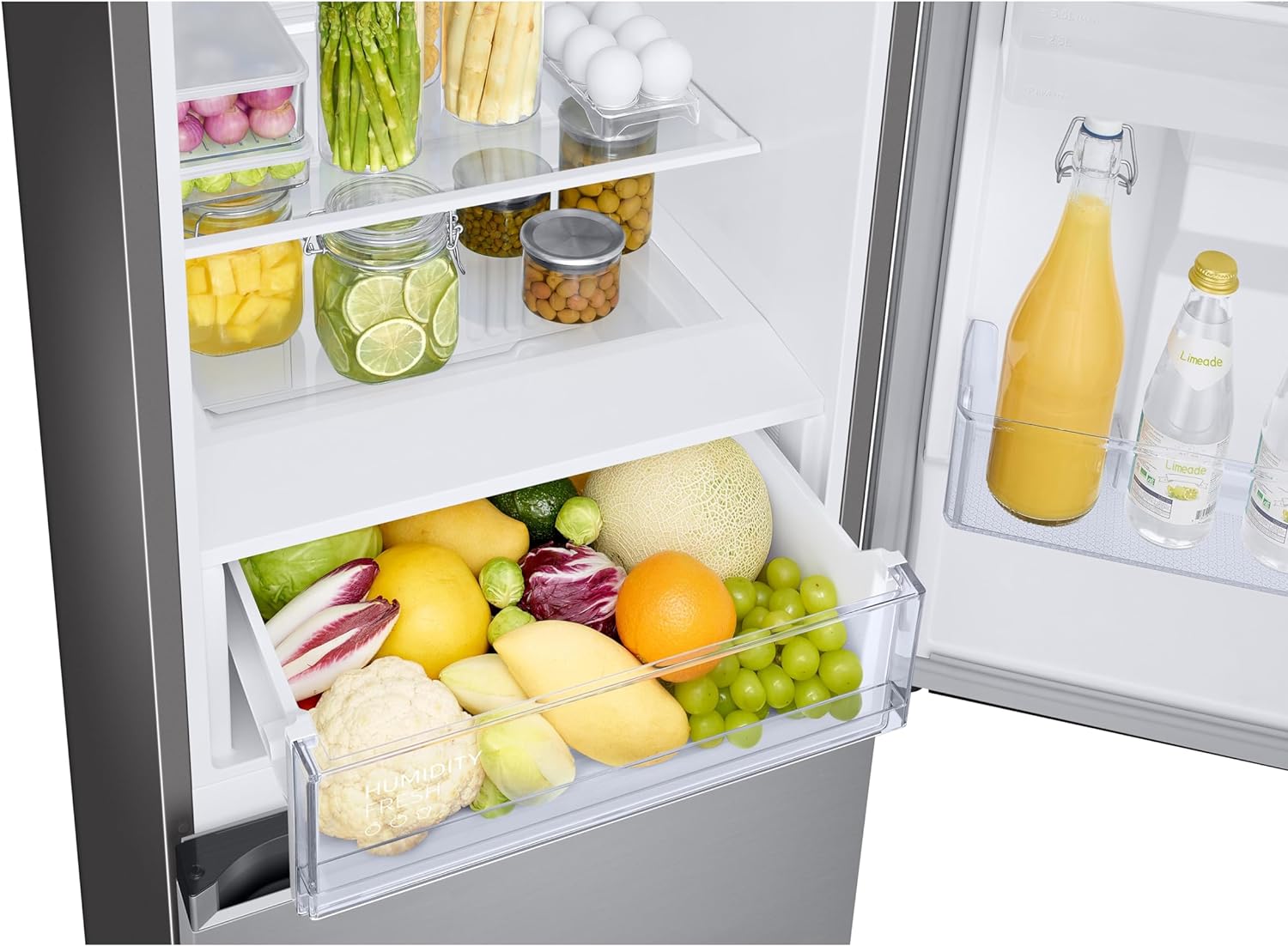 Samsung Classic Fridge Freezer, with Wine Shelf, Features Big Door Bin, All Around Cooling and SpaceMax Technologies, Silver, 7 Series, RB34C652ESA/EU - Amazing Gadgets Outlet